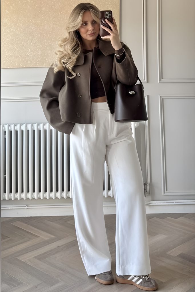 Wide Leg Pants with Cropped Jacket