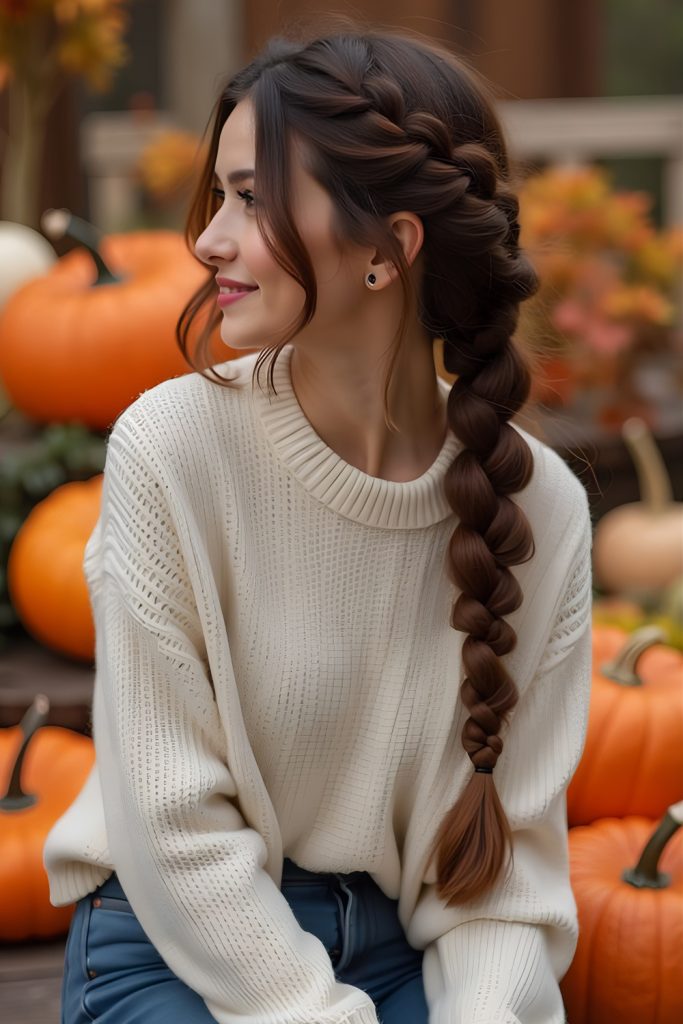 A Side Swept Fishtail Braid Full of Volume and Drama