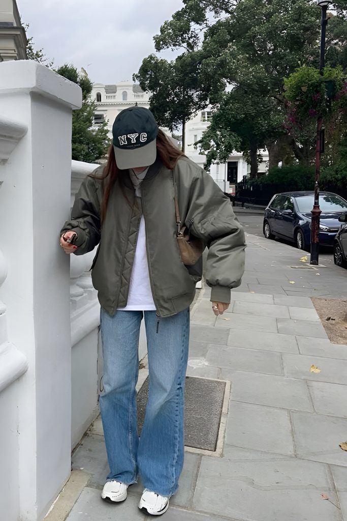Baggy Jeans with Bomber Jackets
