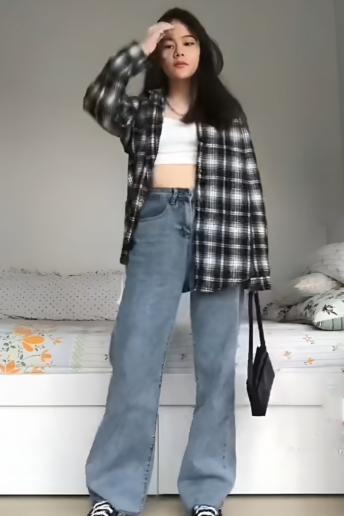 Baggy Jeans with Flannel Shirts