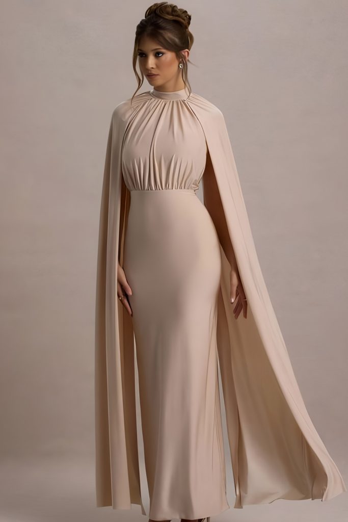 Cape Sleeve Dresses for a Dramatic Entrance