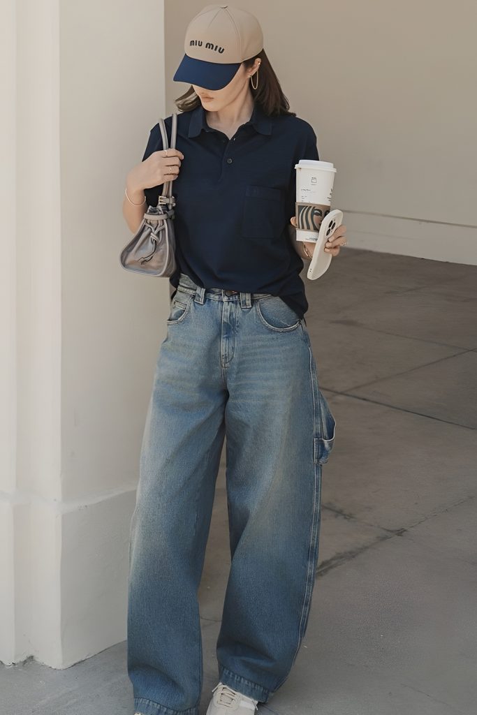 Casual Cool with Baggy Jeans and Polo Shirts