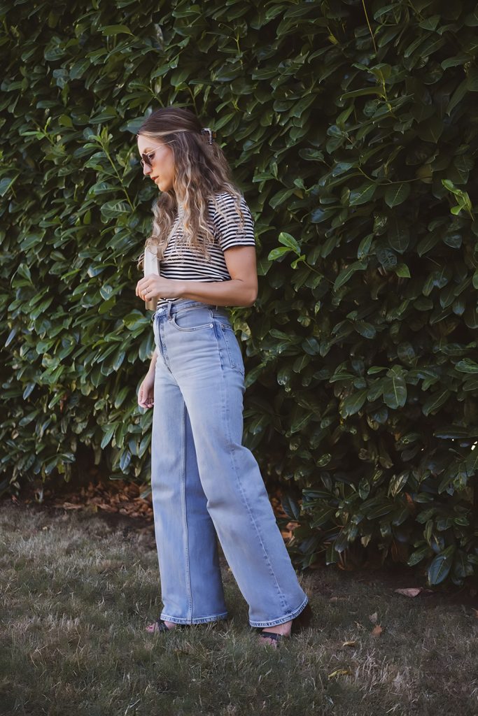 Classic Striped Tees and Wide Leg Jeans