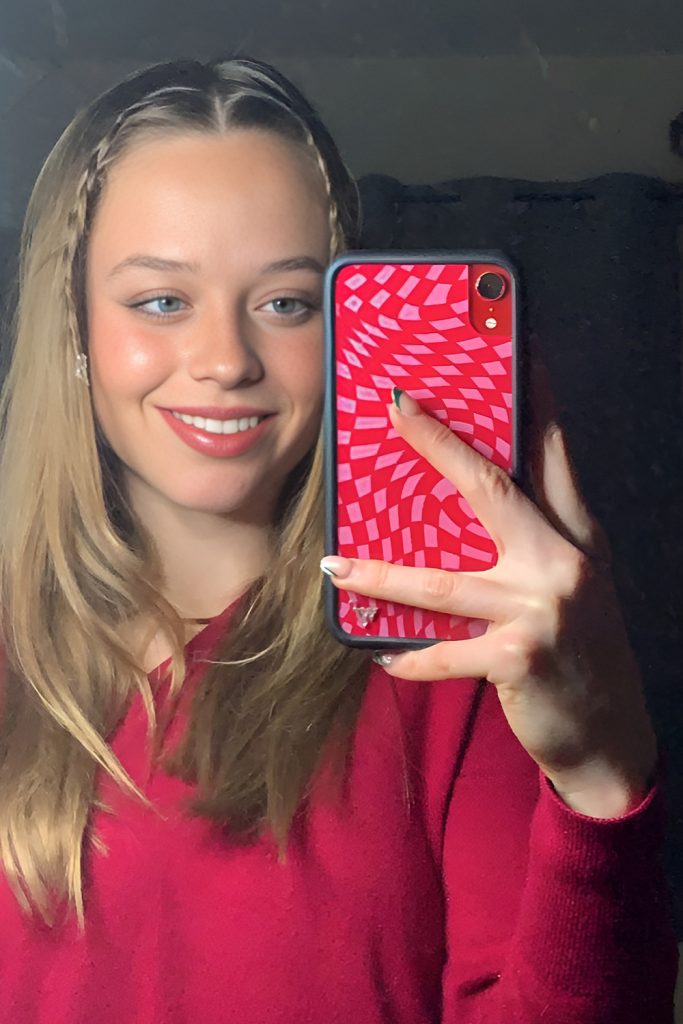 Curtain Bangs and a Braided Crown for Bohemian Chic