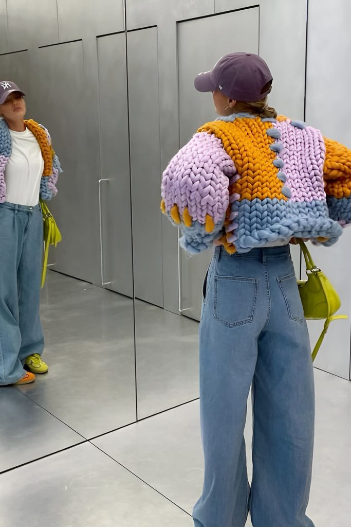 Daring Statements with Colorful Knits and Loose Jeans