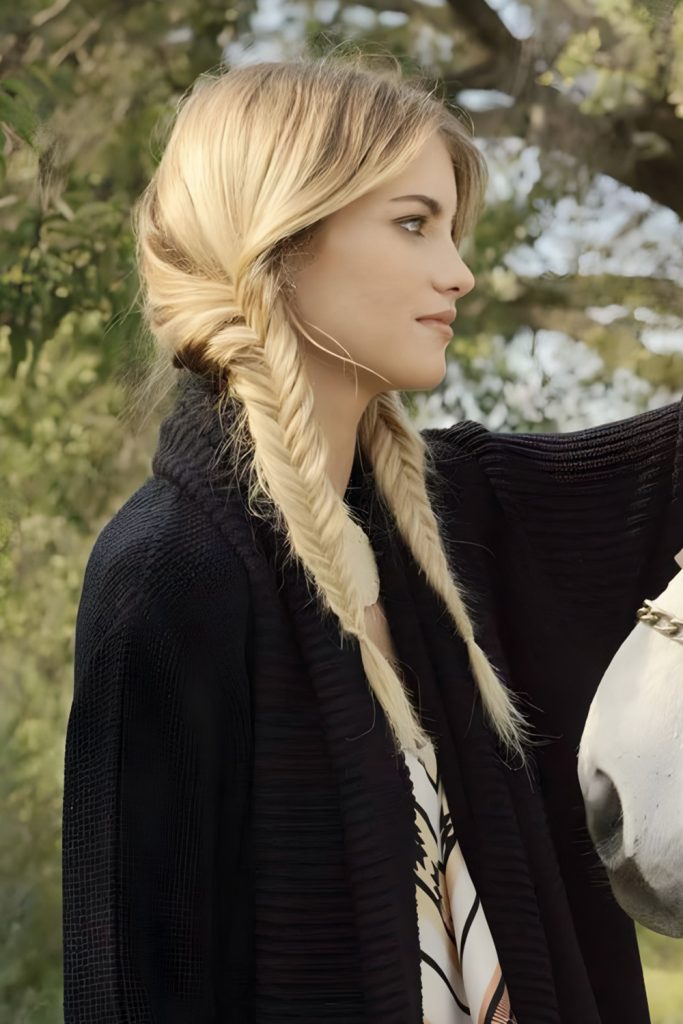 Double Fishtail Pigtails for a Fun Weekend Style