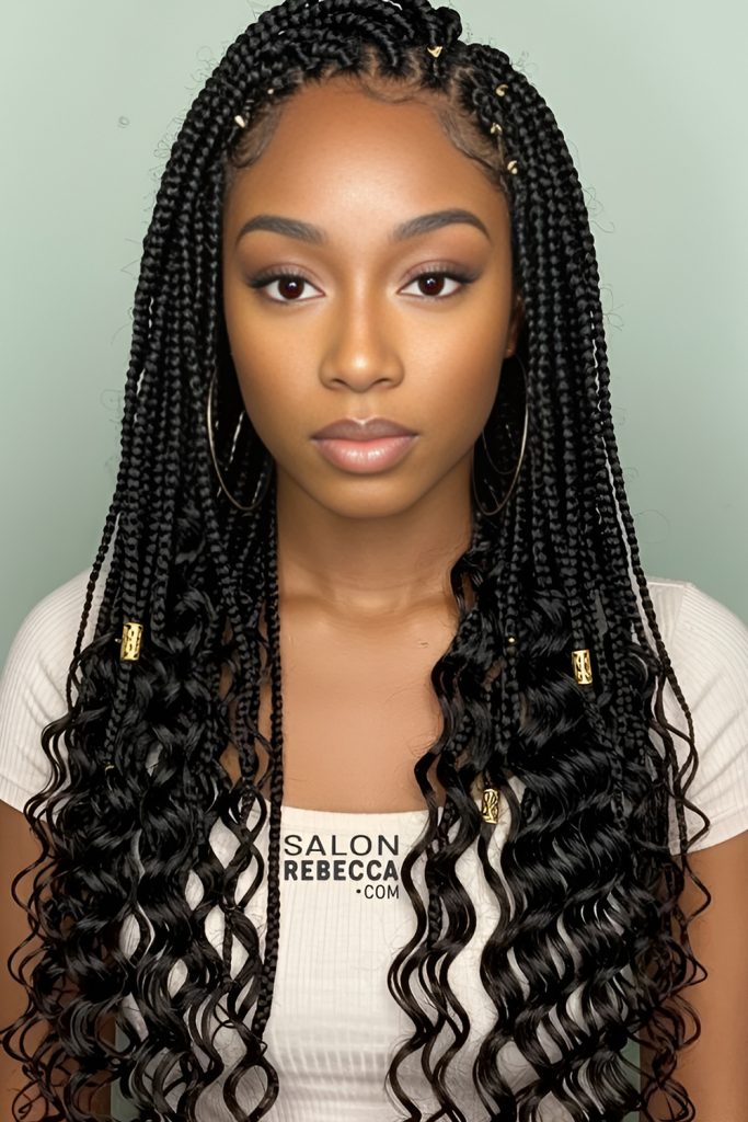 Fulani Knotless Braids with Curved Partings