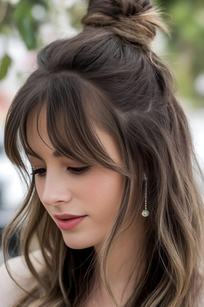 Half Up Styles That Highlight Your Bangs