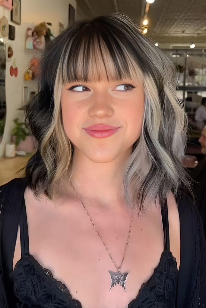 Jagged Shoulder Cut with Color Streaks