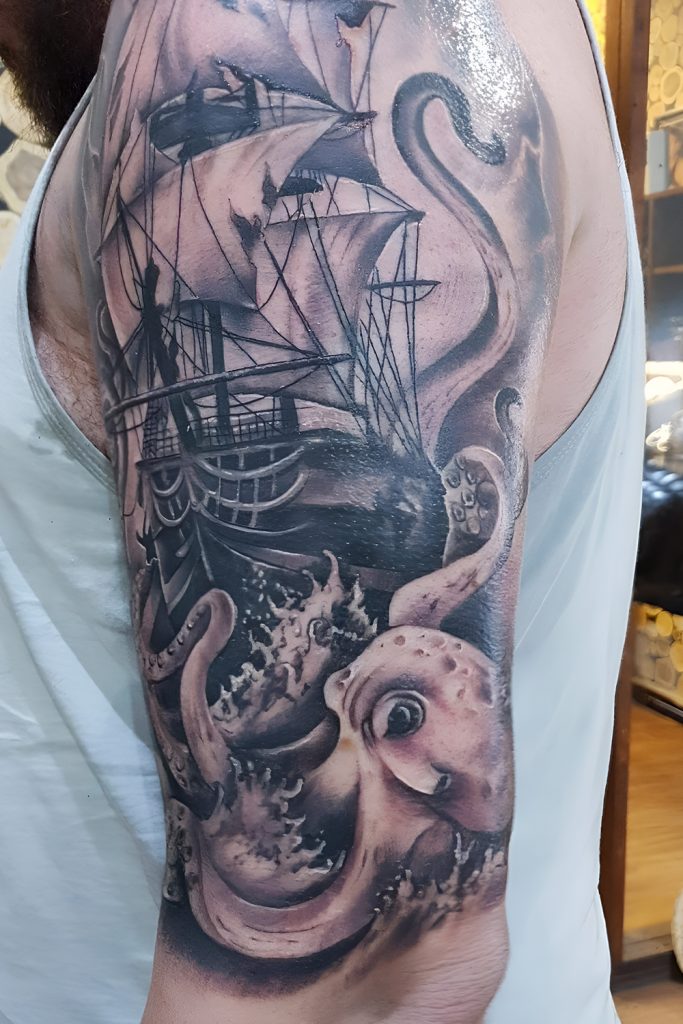 Kraken Rising from the Depths