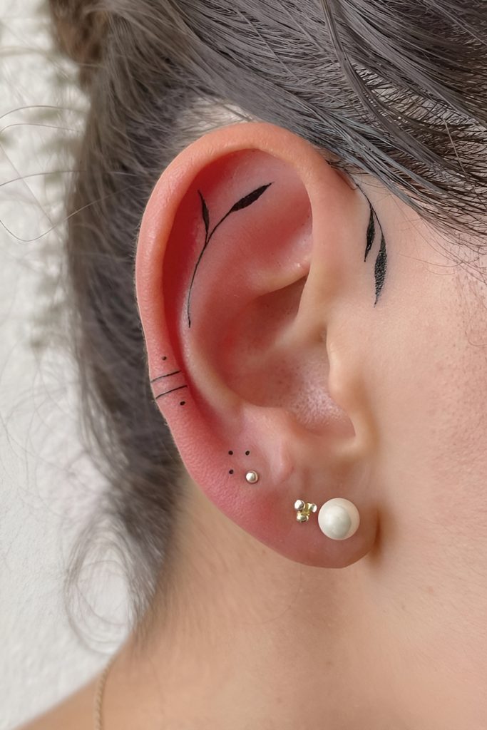 Layered Huggies with a Single Line Arrow Tattoo