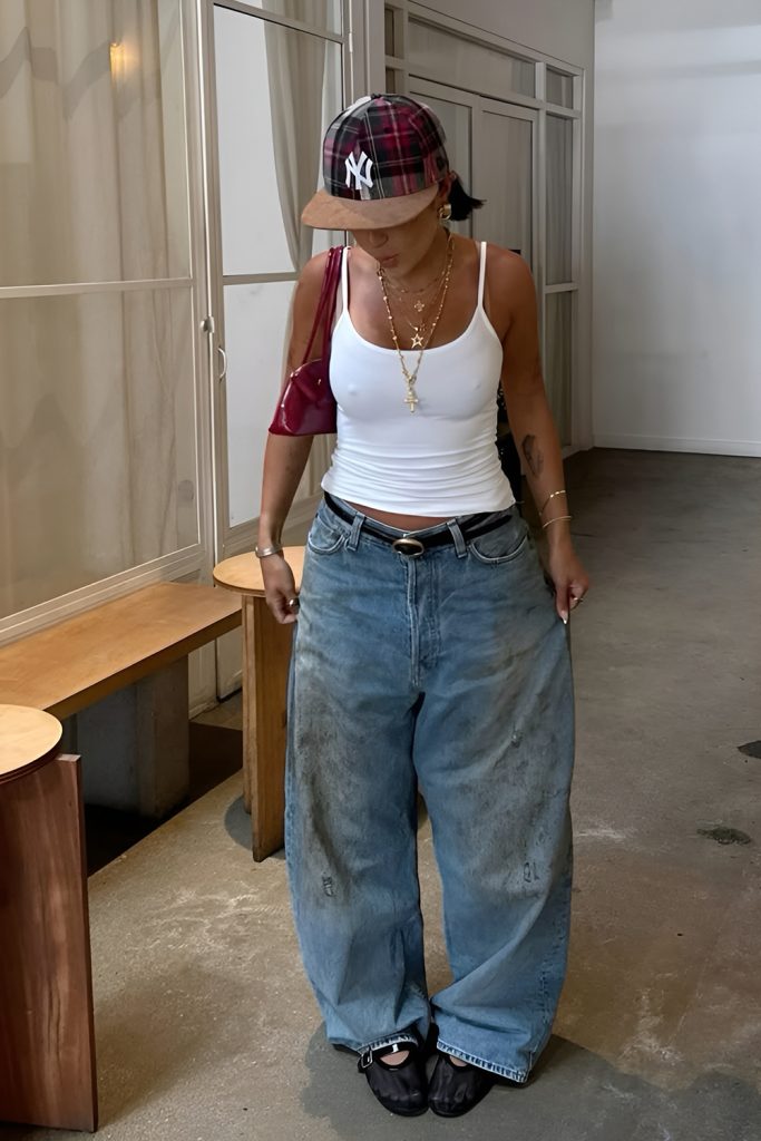 Loose Summer Styles with Baggy Jeans and Tank Tops
