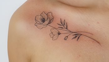 Minimalist Poppy Outline on the Collarbone