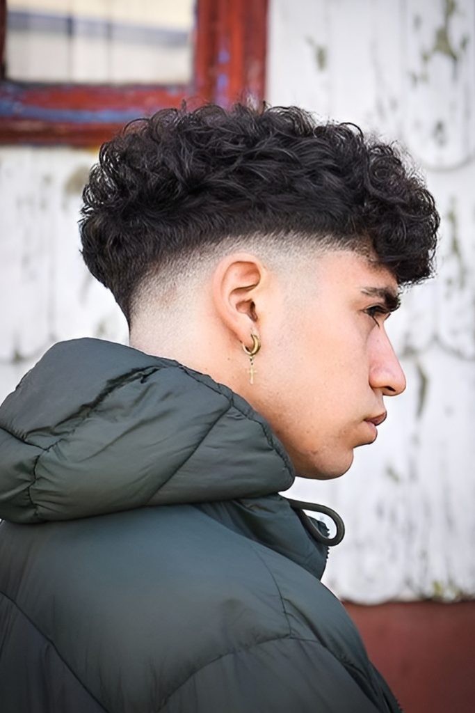 Natural Look with Taper Fade and Curls