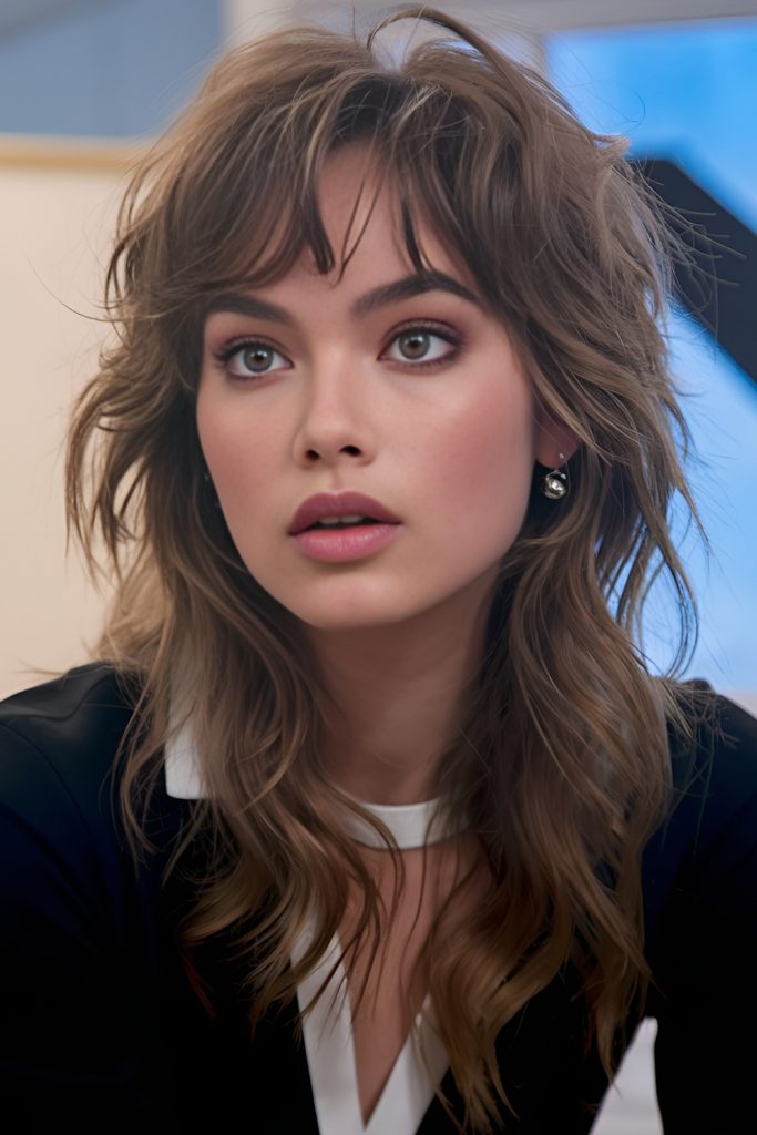 Shag Cut with Curtain Bangs for a Retro Vibe