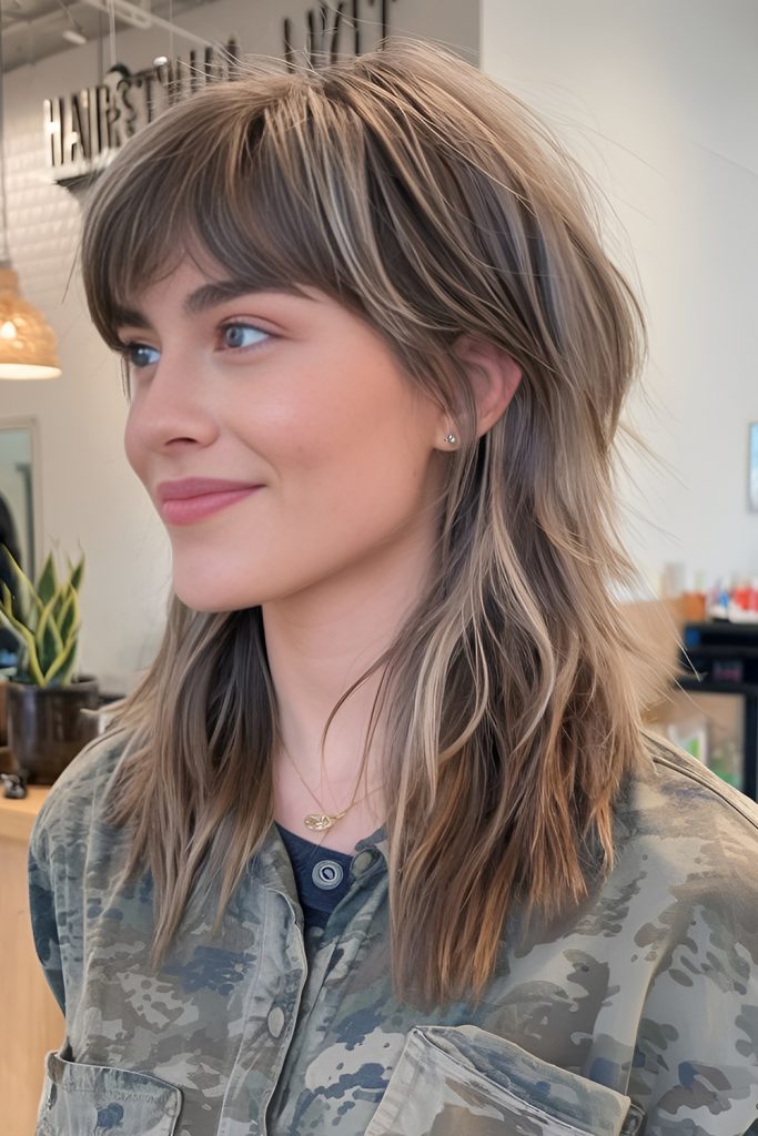 Shaggy Layers with Curtain Bangs