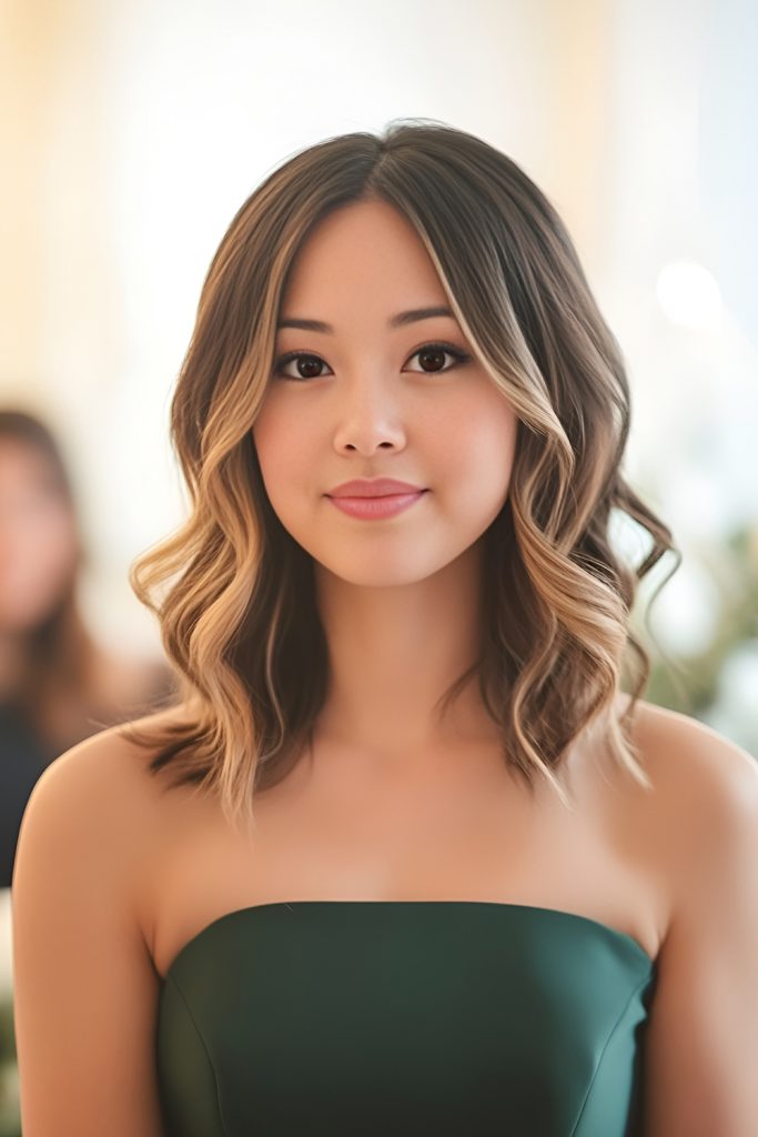 Shoulder Length Rocker Waves with Side Part