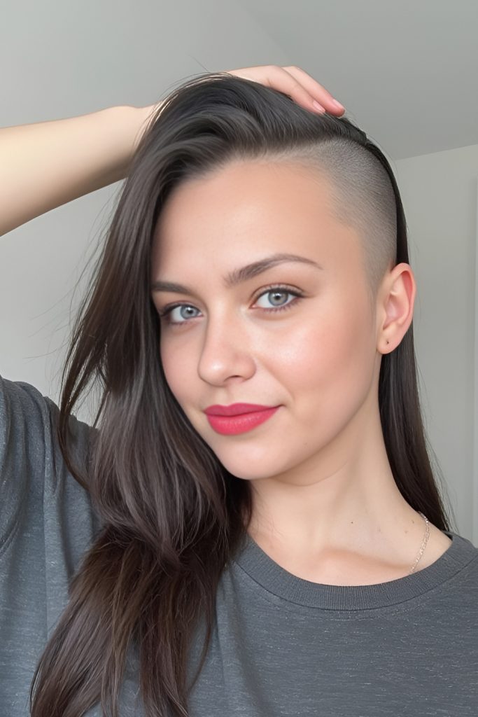 Side Shaved Long Hair for Dual Personalities