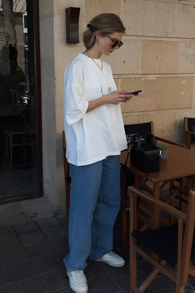 Simple Outfits with Plain T Shirts and Loose Jeans