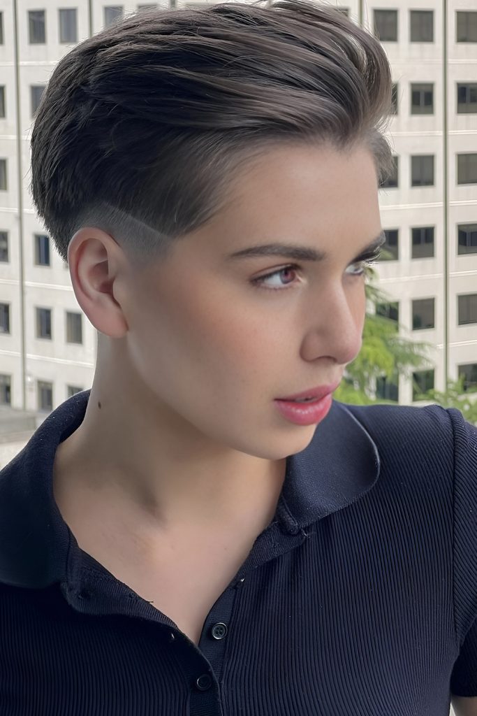 Slicked Back Pompadour with Shaved Sides