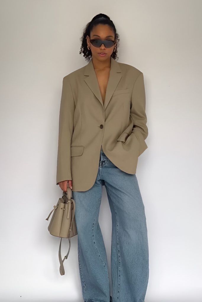 Smart Casual Ensembles Featuring Blazers and Baggy Denim