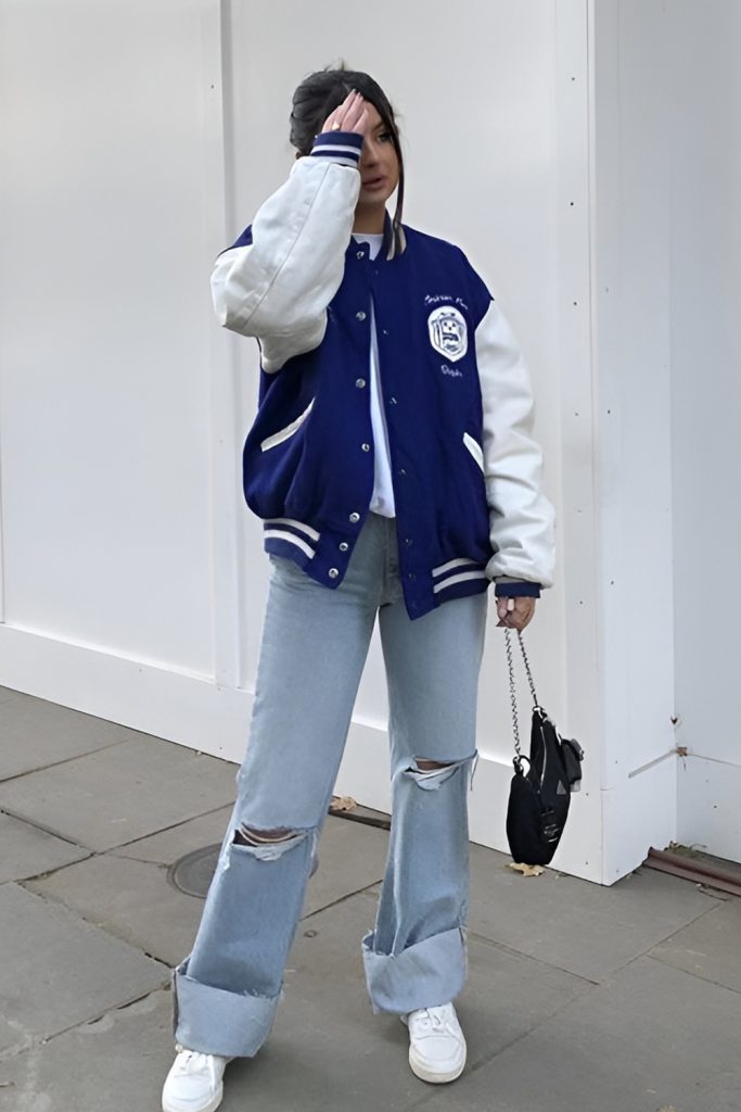 Streetwear Styles with Varsity Jackets and Baggy Jeans