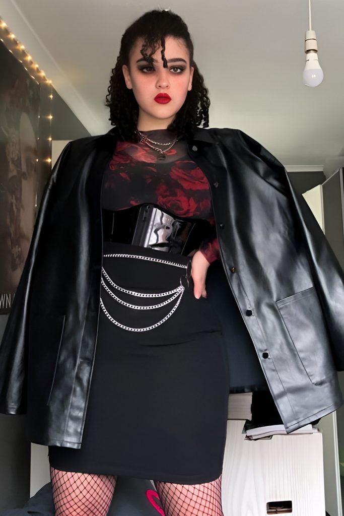 Tapping Into Witchy Vibes with Mesh, Lace, and Black Lipstick