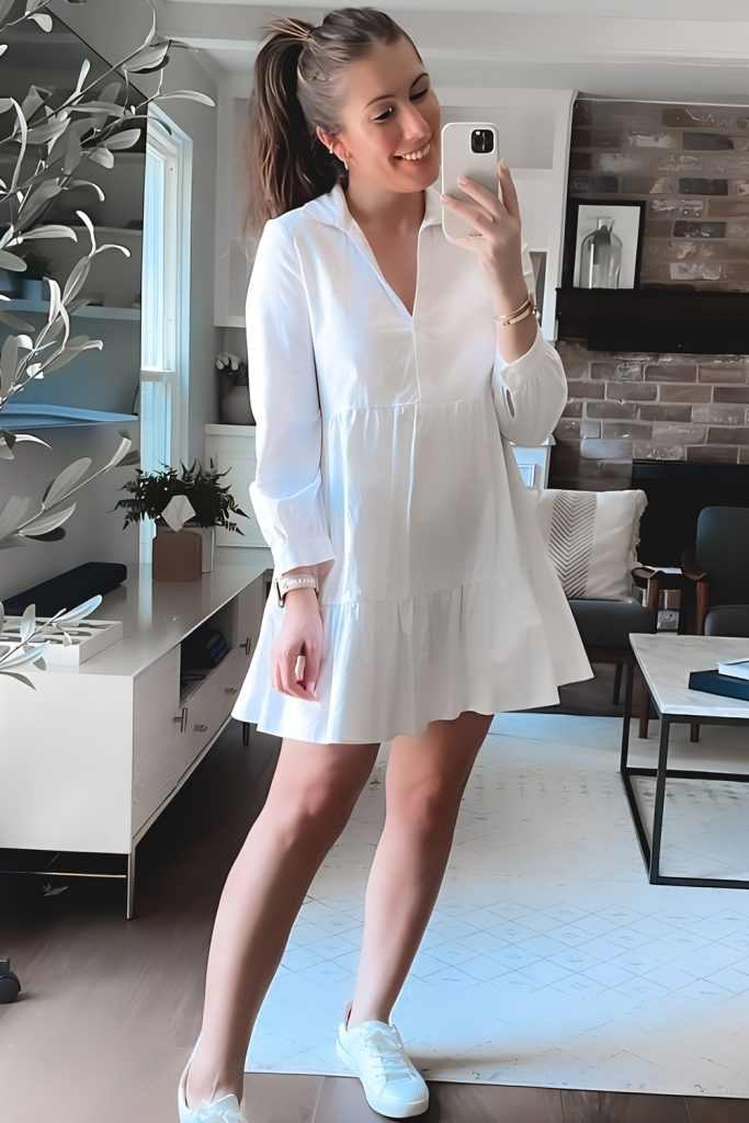 Timeless White Sneakers Pair with Dresses