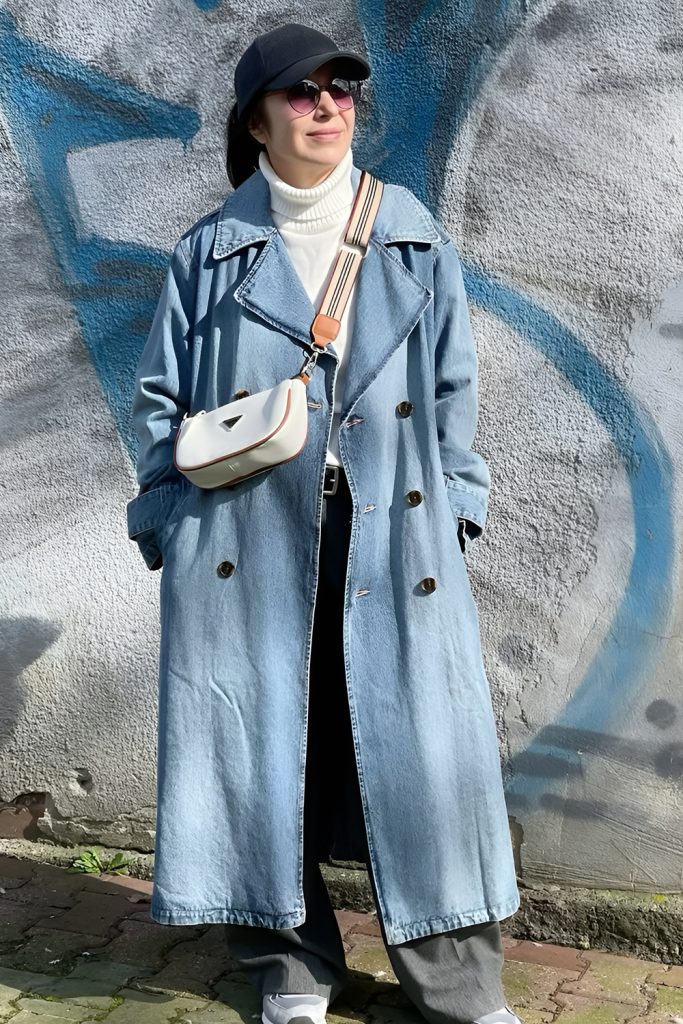 Transitional Weather Outfits with Trench Coats and Loose Denim