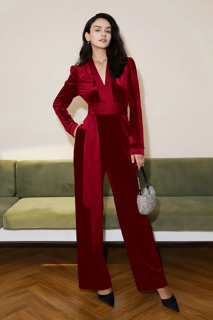 Velvet Jumpsuits with Contemporary Flair