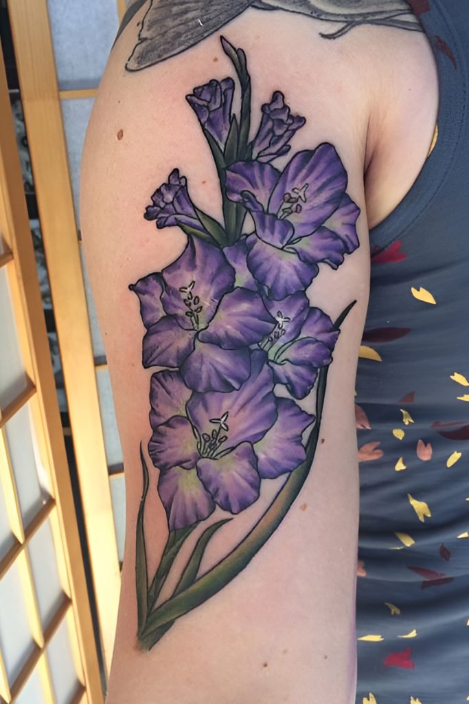 Watercolor Gladiolus on the Forearm