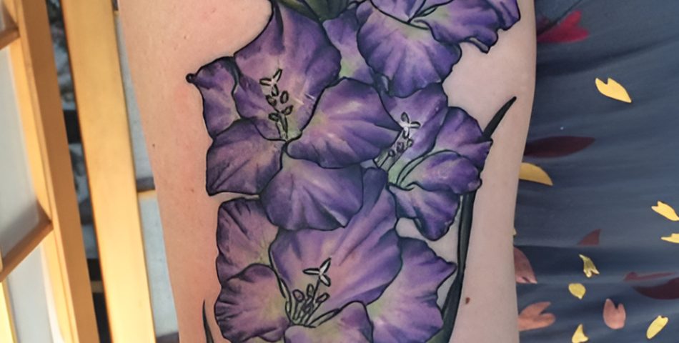 Watercolor Gladiolus on the Forearm