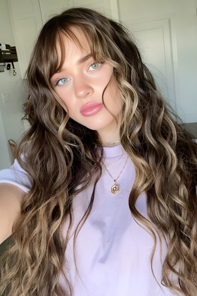 Wet Look Styling with Defined Curtain Bangs