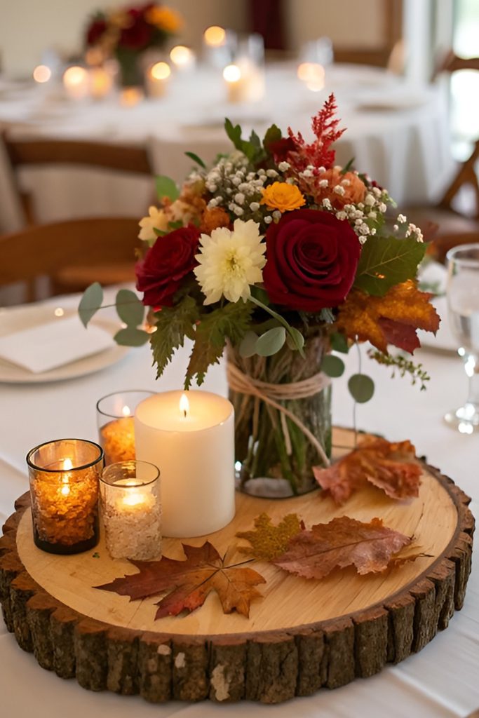 Autumn Floral Arrangements in Deep Reds, Oranges, and Golds