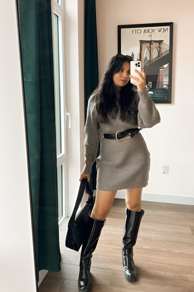 Belts Weave Sweater Dresses That Transition from Day to Night