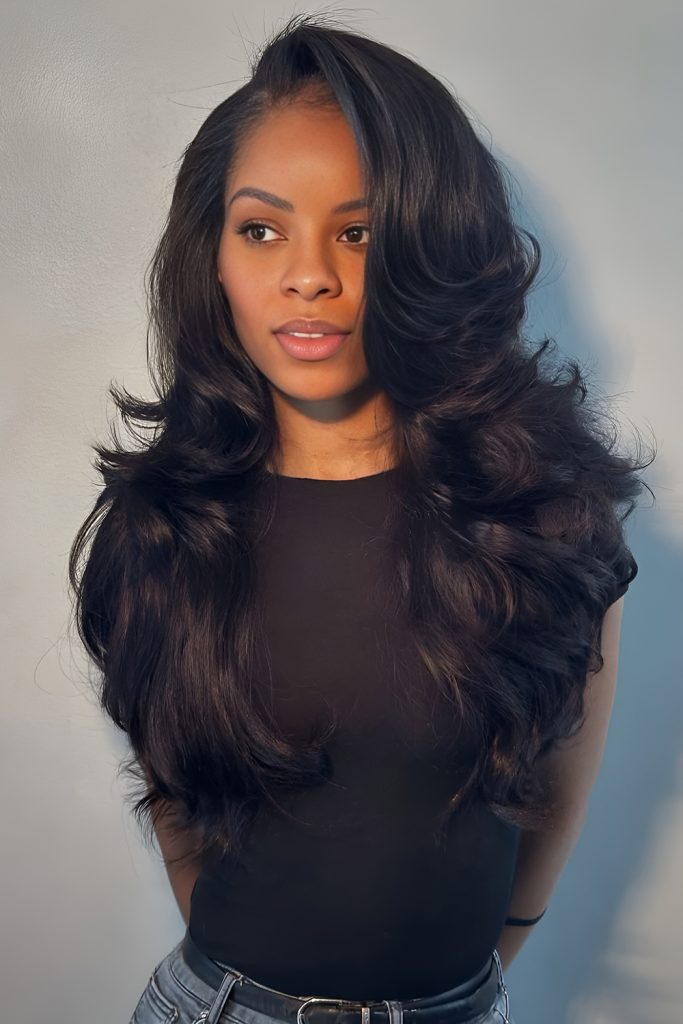 Big Silk Press Blowout That Marries Shine and Fullness