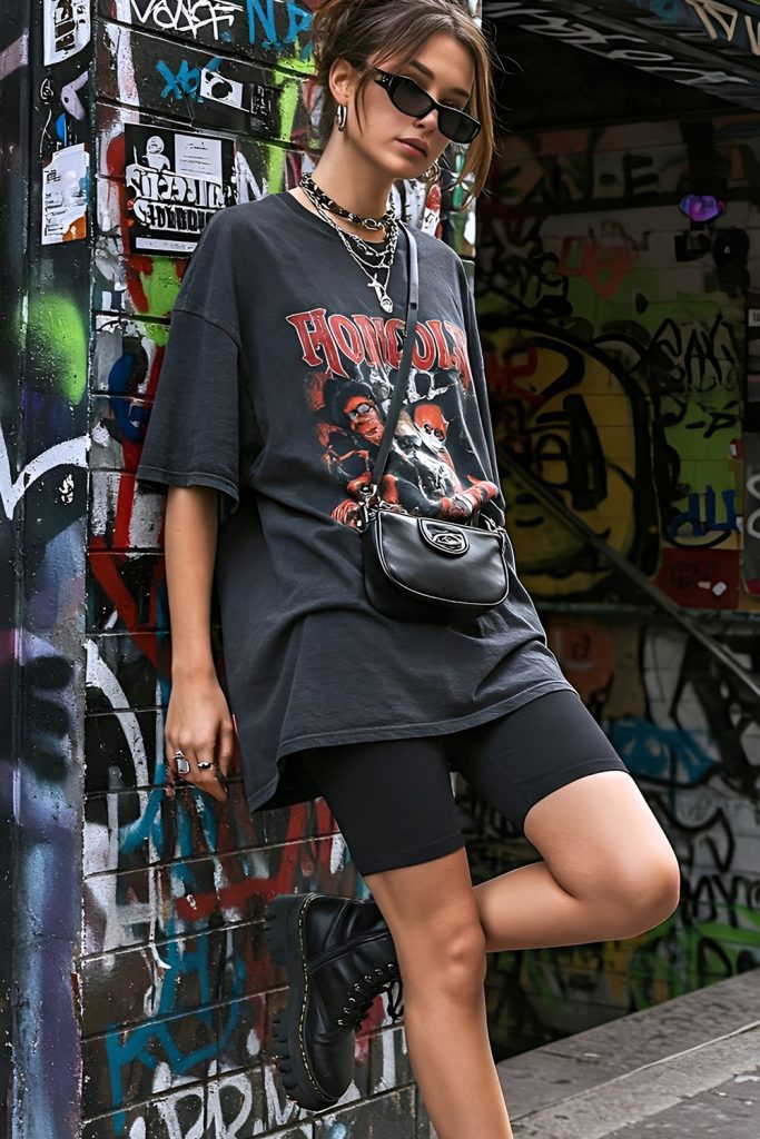Biker Shorts and Baggy Band Tees