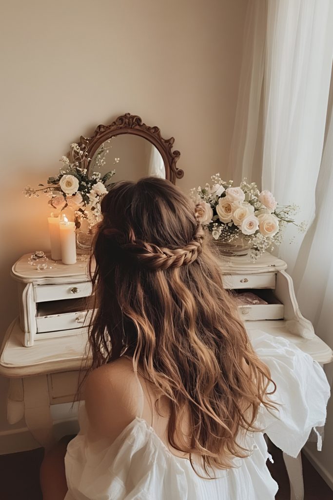 Bohemian Half Up Crown Braid for Romantic Days