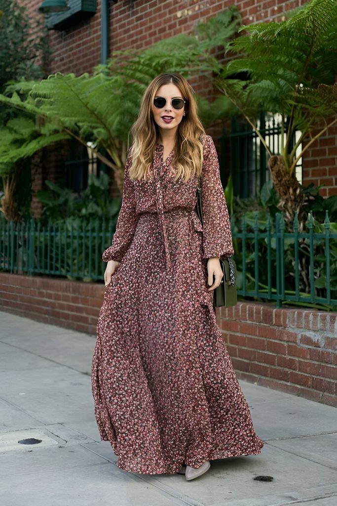 Bohemian Maxi Dress with Layered Jewelry