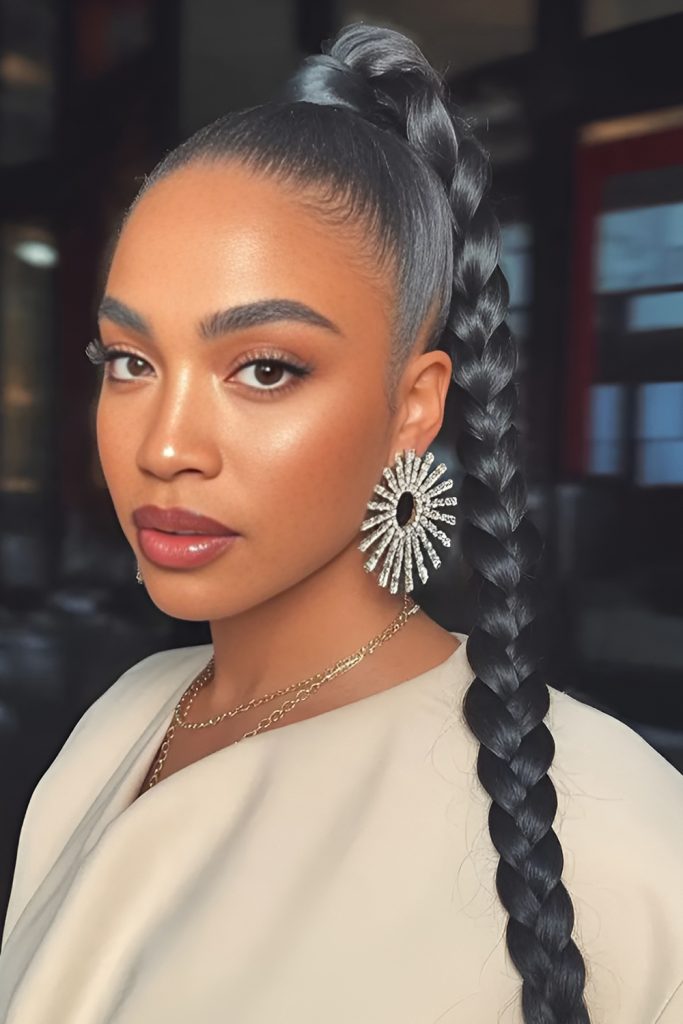 Braided High Ponytail for Edgy, Modern Flair