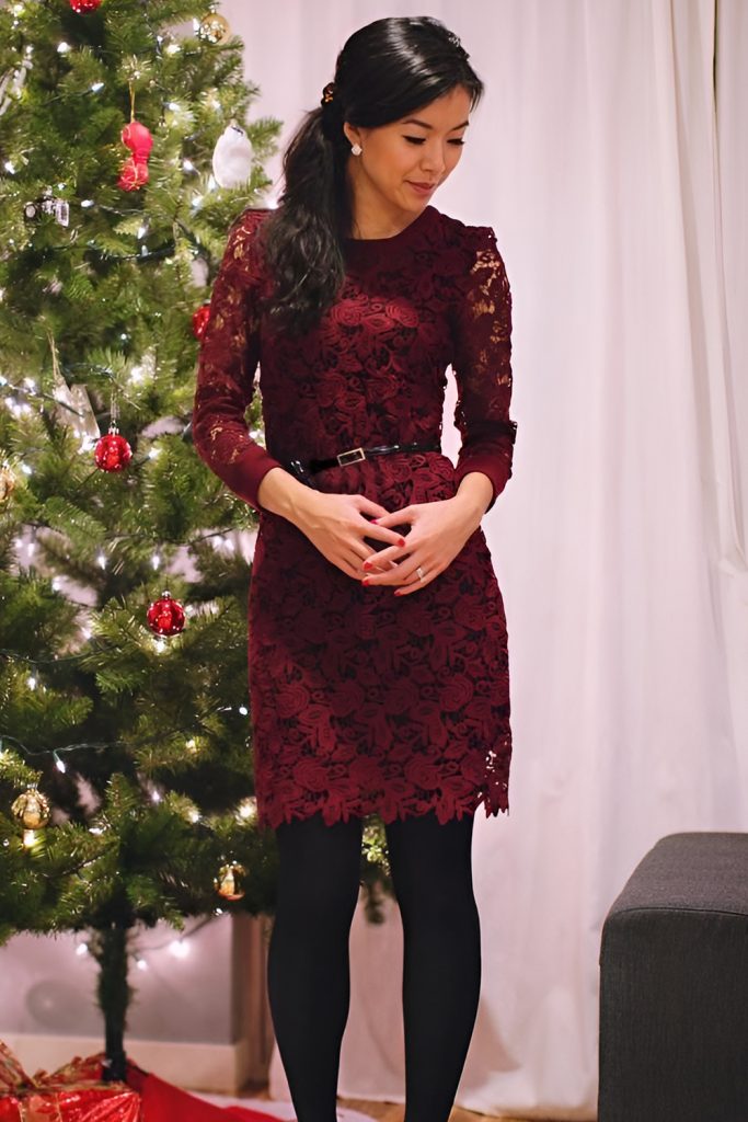 Burgundy Lace Dress for Romantic Appeal