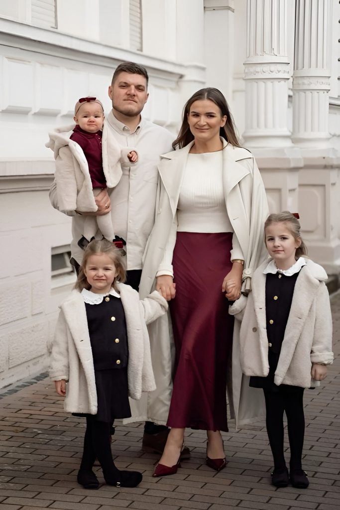 Burgundy and Cream Attire for a Cozy Holiday Ambiance