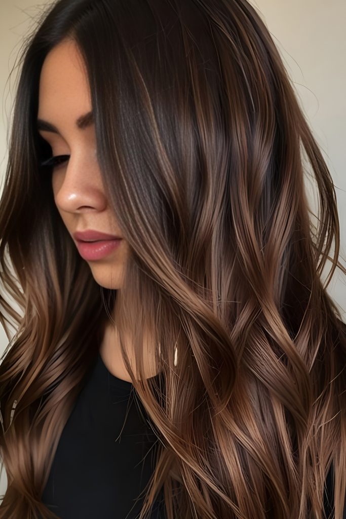 Caramel Balayage Mixed into Deep Chocolate Shades