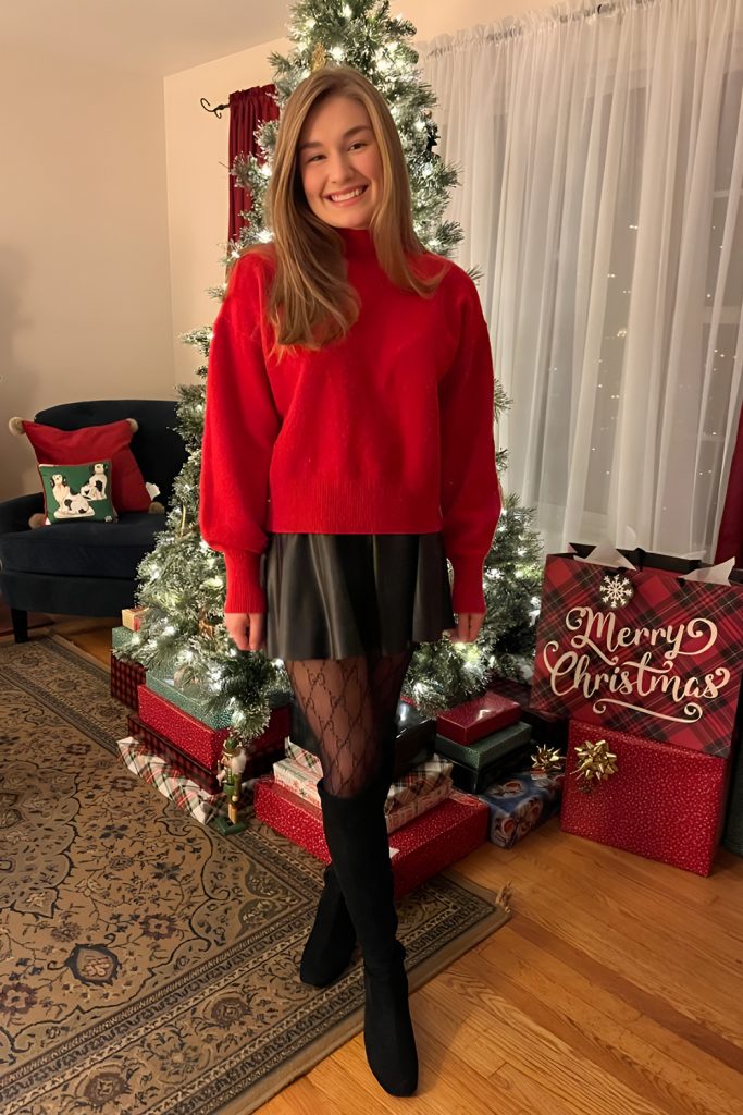Comfortable Red Sweaters Styled for Holiday Parties
