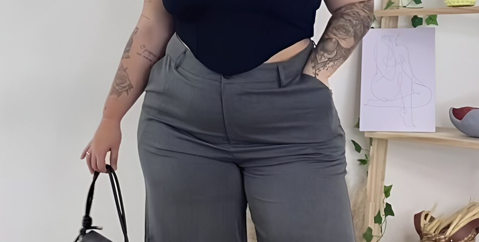Corset Top Paired with High Waisted Wide Leg Pants
