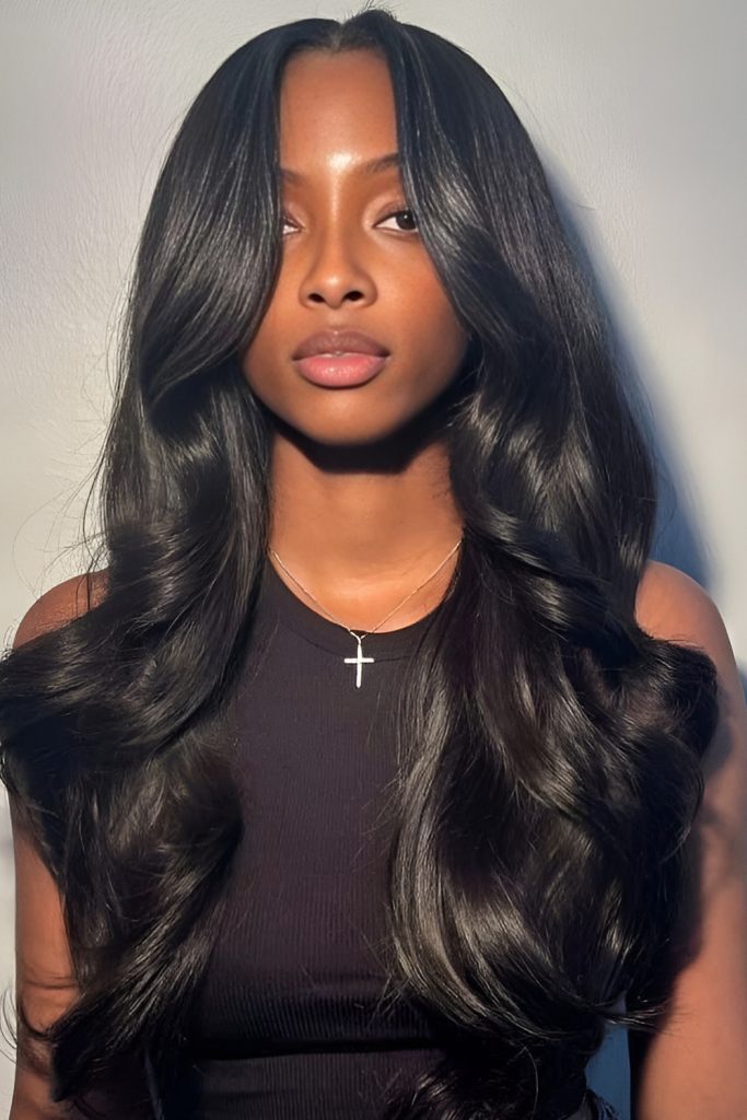 Crimped Silk Press Style for a Bold, Textured Look