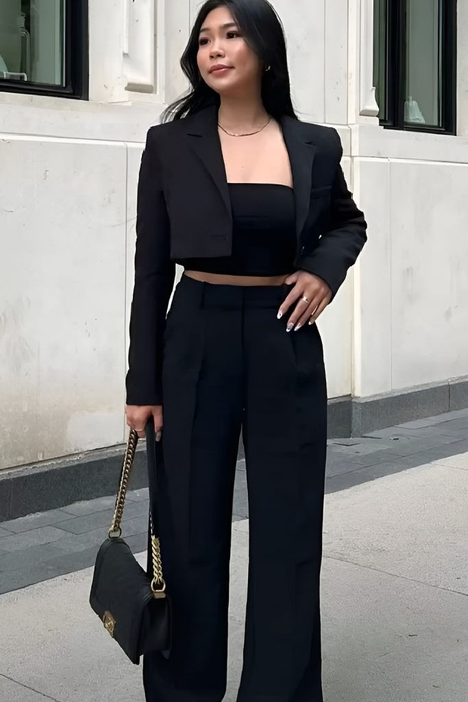 Cropped Blazer and Wide Leg Pants in Festive Hues
