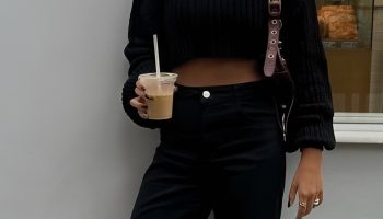 Cropped Sweater and Wide Leg Trousers
