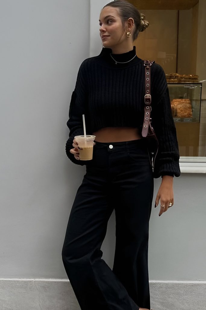 Cropped Sweater and Wide Leg Trousers