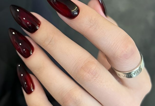 Cute Vampire Inspired Nails in Red and Black